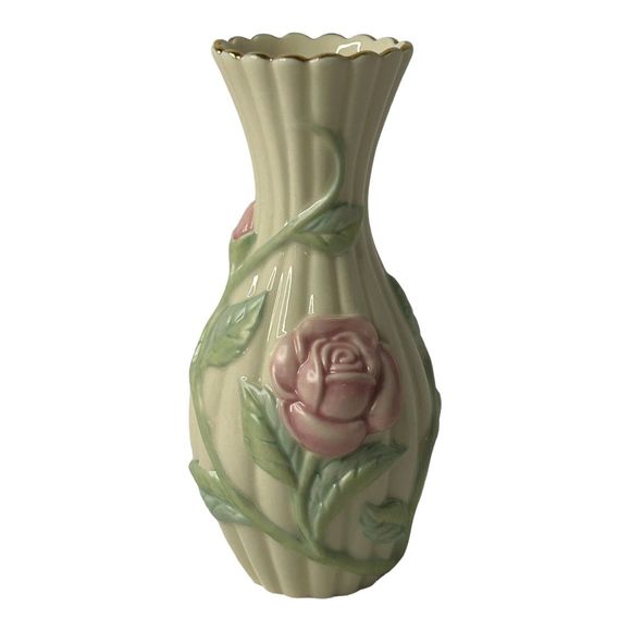 Lenox Sentimental Rose Bud Vase Hand Painted Ivory Fine China 5.75" 24k Gold Rim - Picture 2 of 10